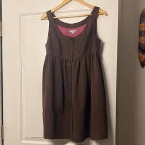 Brown and Pink Striped Babydoll button down dress